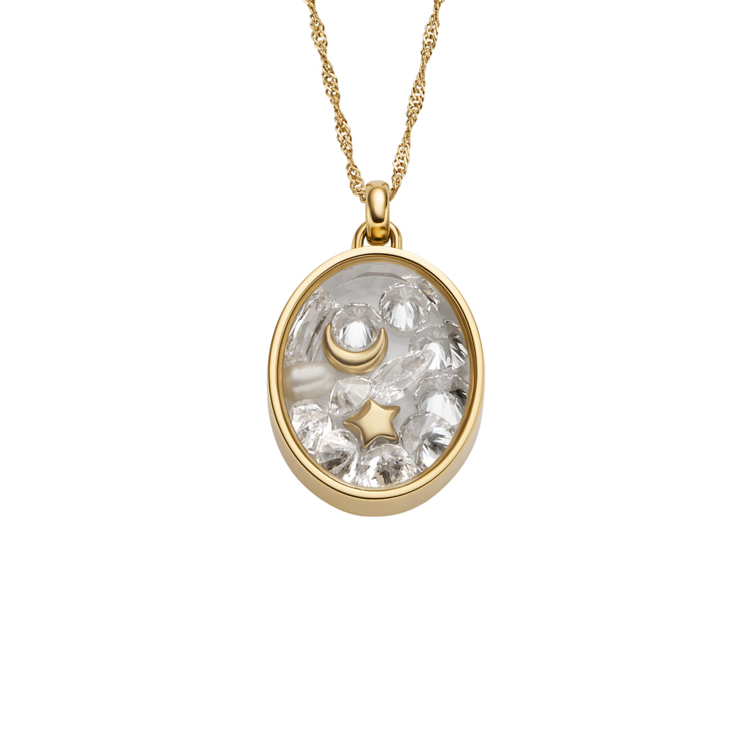 Sutton Shaky Glitz Gold-Tone Stainless Steel Moon and Star Pendant Necklace