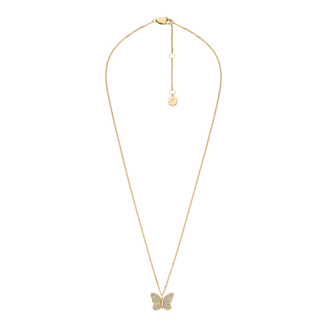 Sutton Pavé Butterfly Gold-Tone Stainless Steel Pendant Necklace