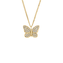 Load image into Gallery viewer, Sutton Pavé Butterfly Gold-Tone Stainless Steel Pendant Necklace
