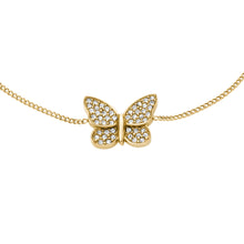 Load image into Gallery viewer, Sutton Pavé Butterfly Gold-Tone Stainless Steel Station Bracelet
