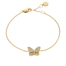 Load image into Gallery viewer, Sutton Pavé Butterfly Gold-Tone Stainless Steel Station Bracelet
