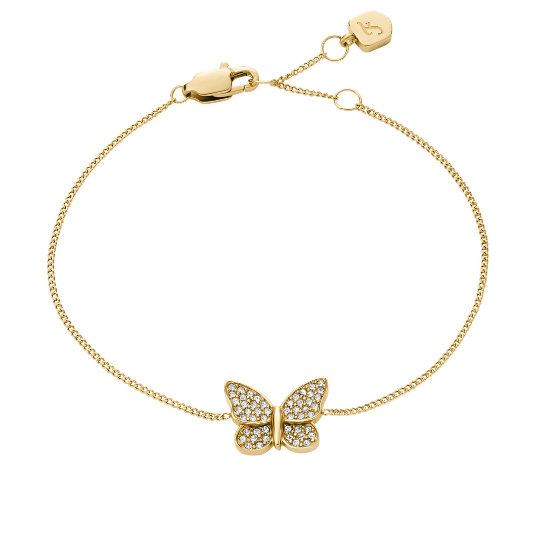 Sutton Pavé Butterfly Gold-Tone Stainless Steel Station Bracelet