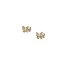 Load image into Gallery viewer, Sutton Pavé Butterfly Gold-Tone Stainless Steel Stud Earrings
