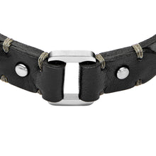 Load image into Gallery viewer, Machine Rugged Stainless Steel and Black Leather Strap Bracelet
