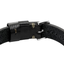 Load image into Gallery viewer, Machine Rugged Stainless Steel and Black Leather Strap Bracelet
