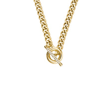 Load image into Gallery viewer, Carlie T-Bar Pavé Gold-Tone Stainless Steel Toggle Necklace
