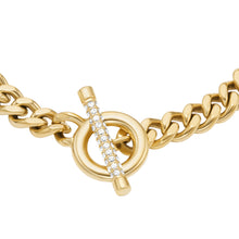 Load image into Gallery viewer, Carlie T-Bar Pavé Gold-Tone Stainless Steel Toggle Bracelet
