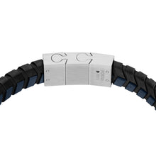 Load image into Gallery viewer, Woven Blue and Black Leather Bracelet
