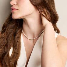 Load image into Gallery viewer, Harlow Rondelles White Acrylic Pearl Stainless Steel Station Necklace
