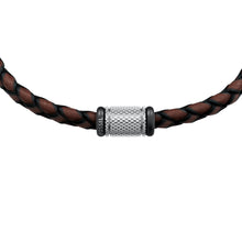 Load image into Gallery viewer, Machine Rondelles Brown Leather Station Bracelet
