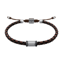 Load image into Gallery viewer, Machine Rondelles Brown Leather Station Bracelet

