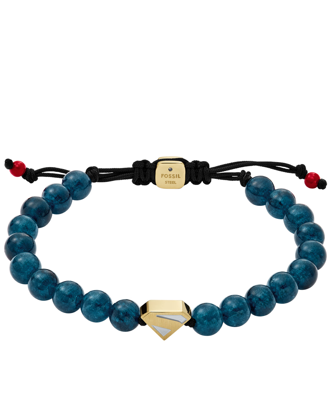 Superman x Fossil Navy Blue Stainless Steel Beaded Bracelet