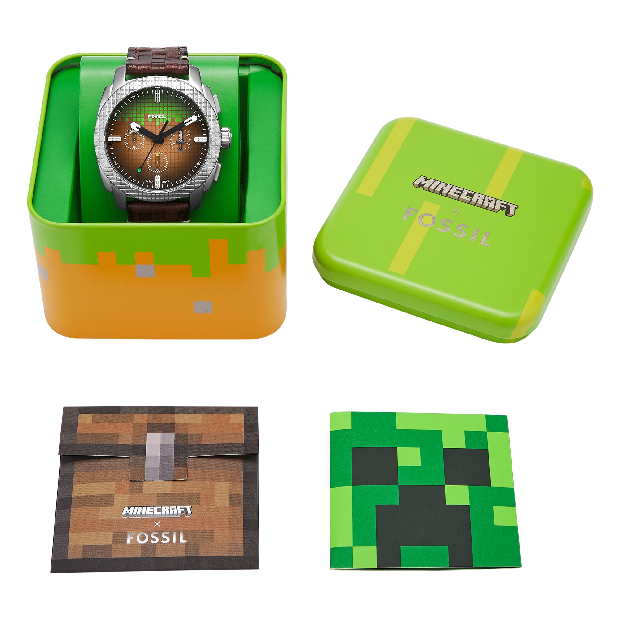 Minecraft x Fossil Limited-Edition Grass Block Chronograph Watch