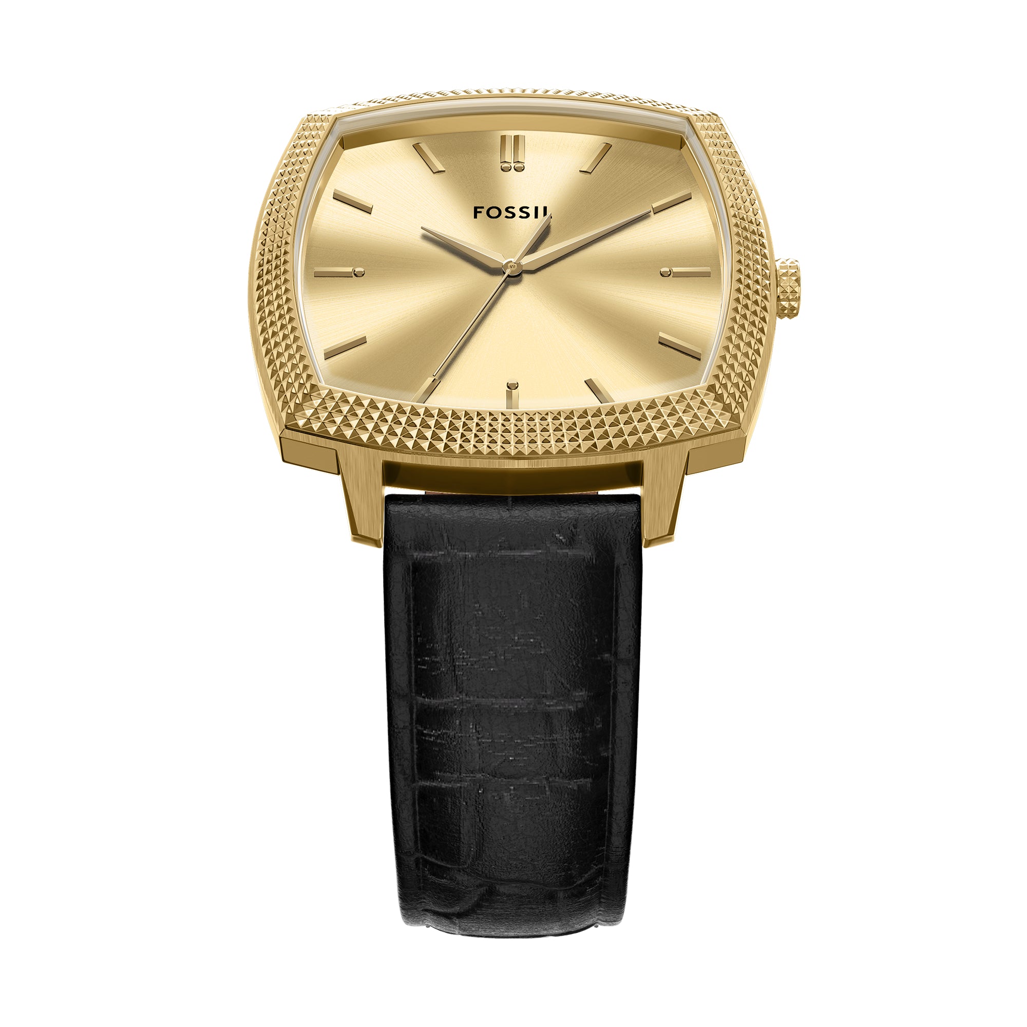 Nick Jonas x Fossil Machine Luxe Three-Hand Black Croco Leather