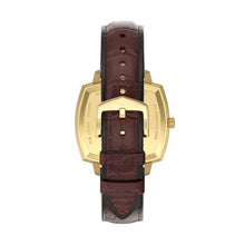 Load image into Gallery viewer, Nick Jonas x Fossil Machine Luxe Blue Vignette Three-Hand Brown Croco Leather Watch
