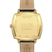 Load image into Gallery viewer, Nick Jonas x Fossil Machine Luxe Blue Vignette Three-Hand Brown Croco Leather Watch
