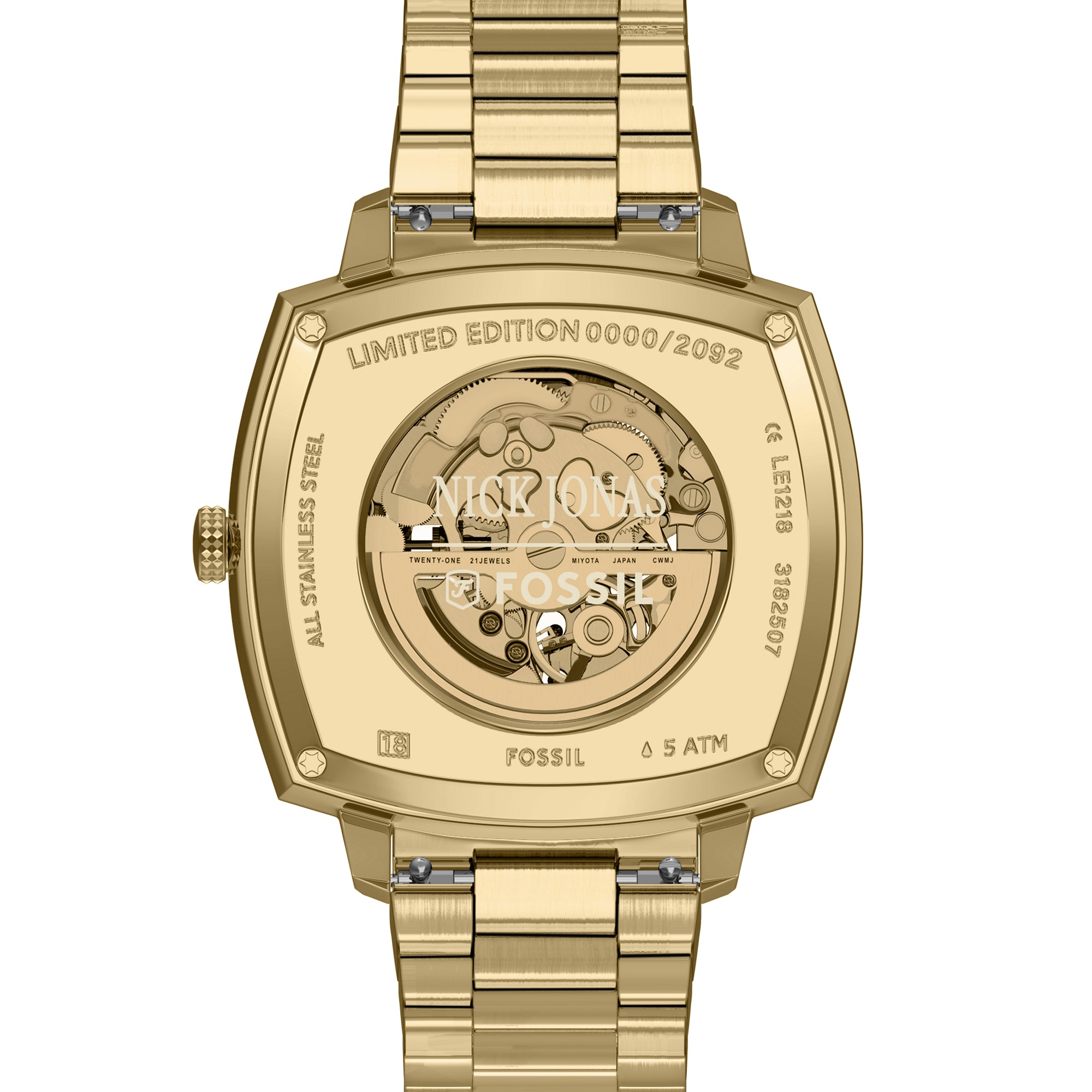 Nick Jonas x Fossil Machine Luxe Automatic Gold-Tone Stainless