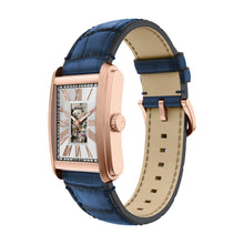 Load image into Gallery viewer, Carraway Automatic Blue Croco Leather Watch
