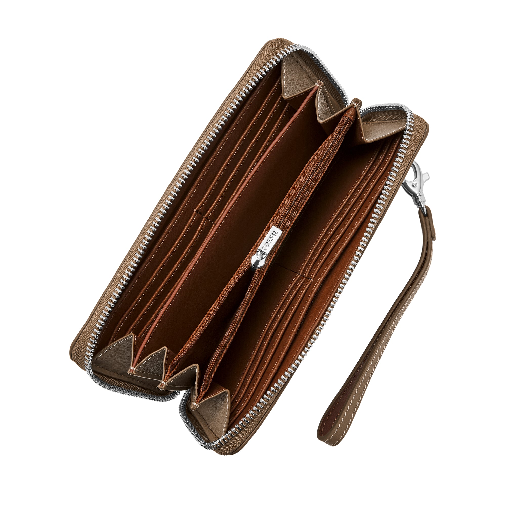 Mink Brown Wallet Fossil Women's Lennox Leather Zip Wallet With