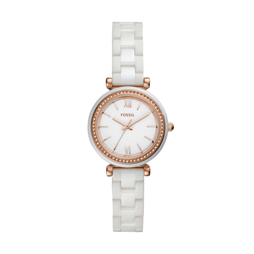 Carlie Mini Three-Hand White Ceramic Watch