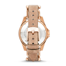 Load image into Gallery viewer, Riley Multifunction Rose-Tone &amp; Sand Leather Watch
