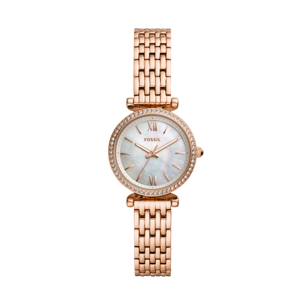 Carlie Mini Three-Hand Rose Gold-Tone Stainless Steel Watch