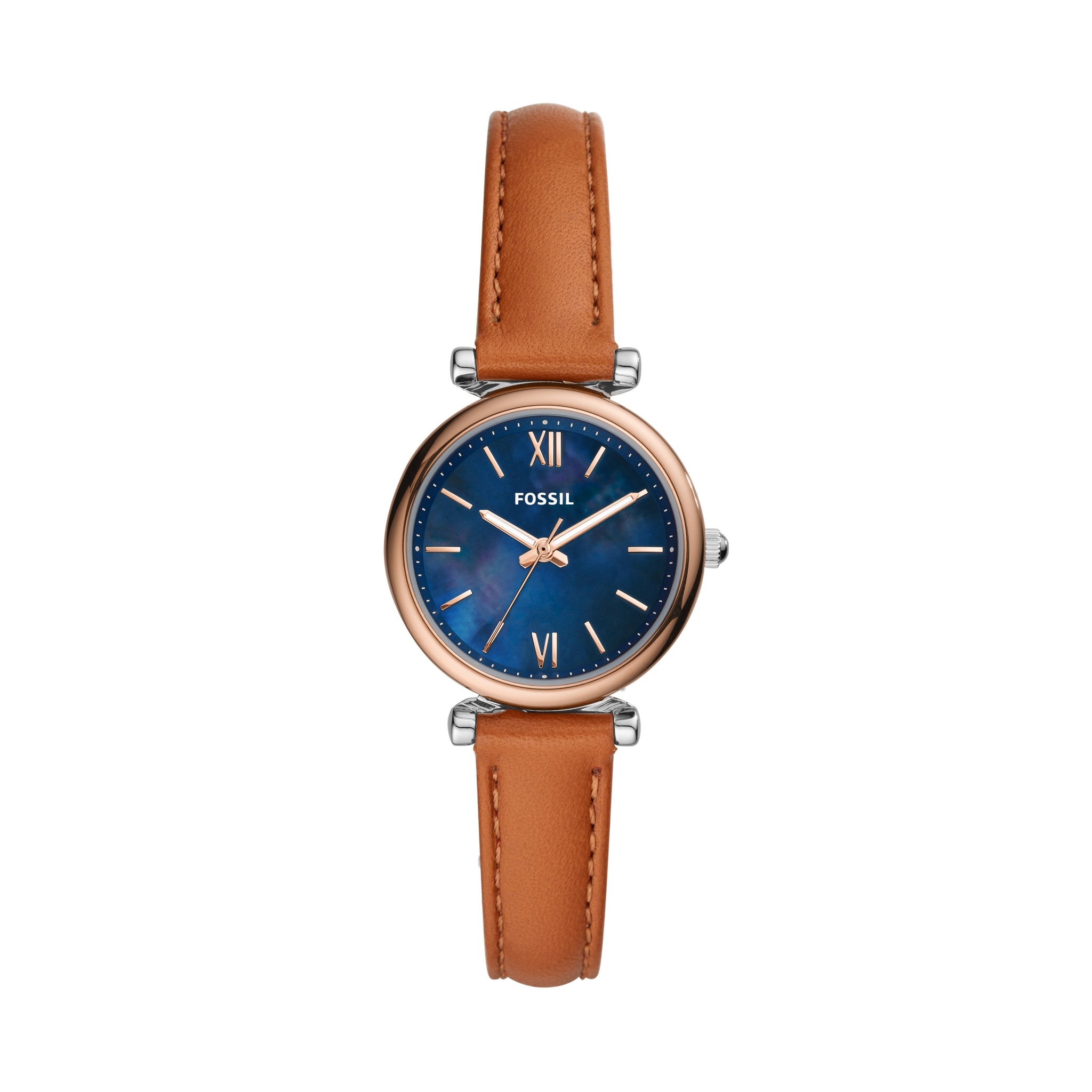 Fossil Carlie Mini Three Hand Tan Leather Watch Fossil Malaysia