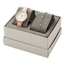 Load image into Gallery viewer, Jacqueline Three-Hand Date Light Pink Leather Watch and Bracelet Set
