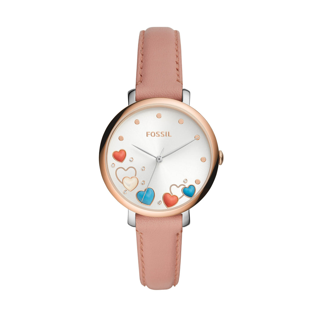 Jacqueline Three-Hand Pink Leather Watch