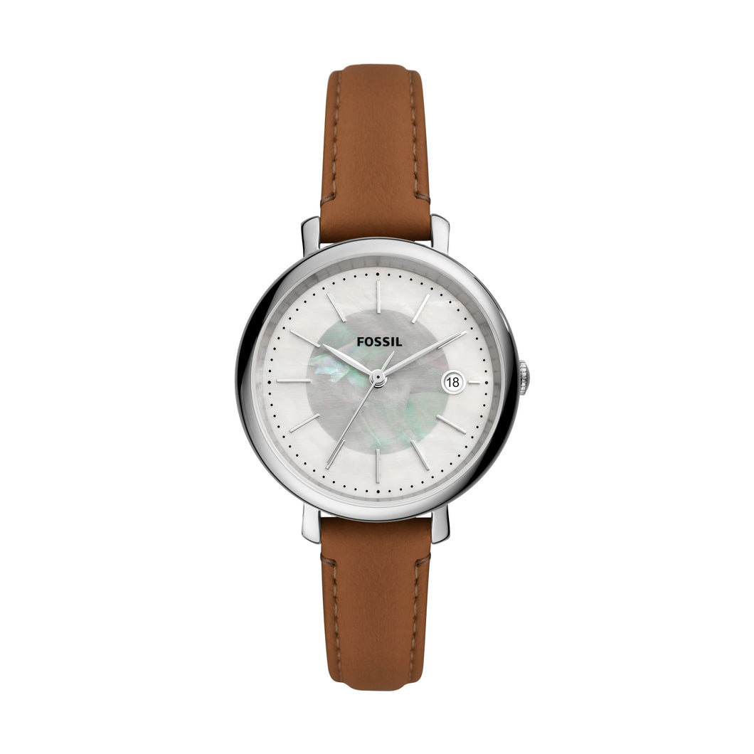 Jacqueline Solar Brown Leather Watch