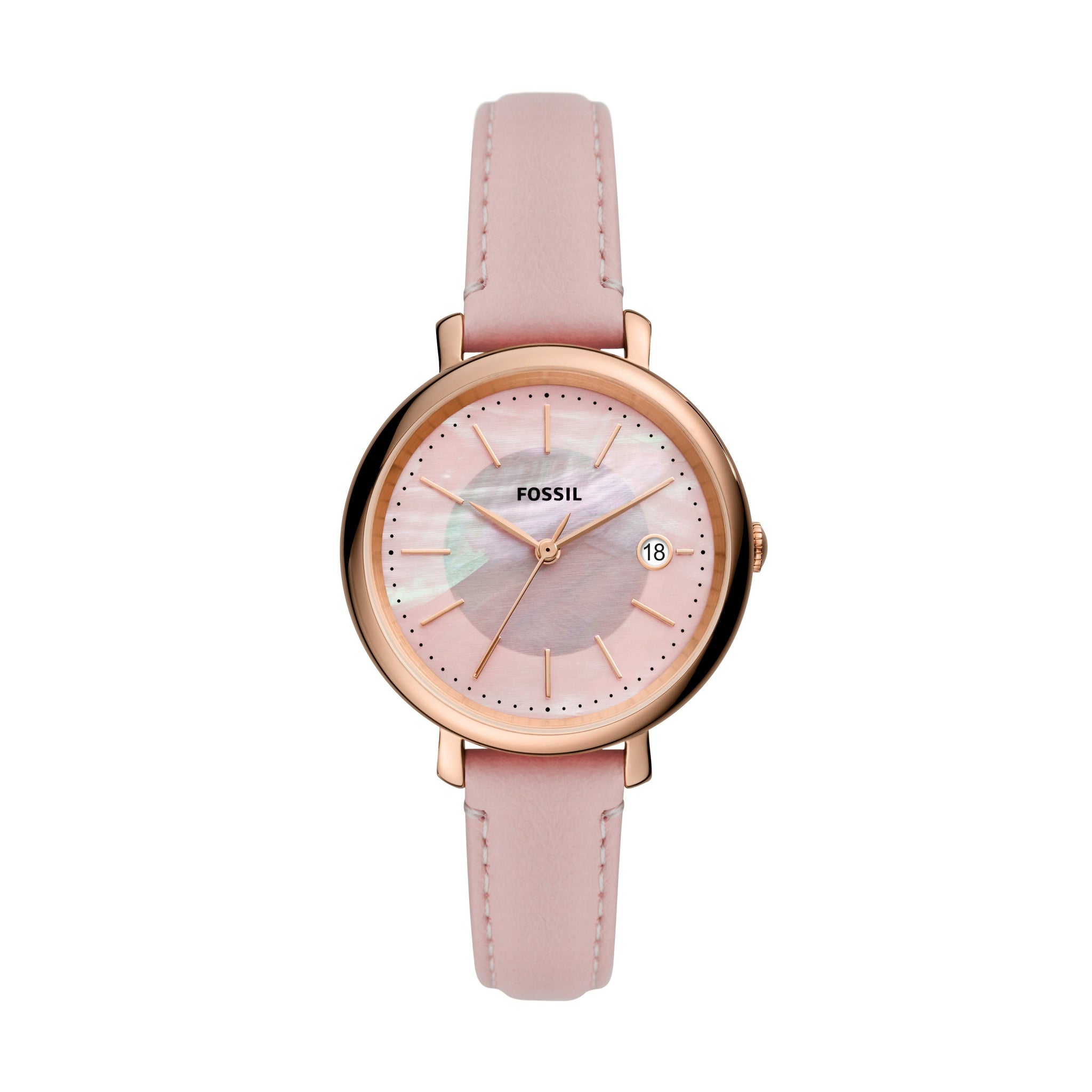 Fossil Jacqueline Solar Powered Pink Leather Watch Fossil Malaysia