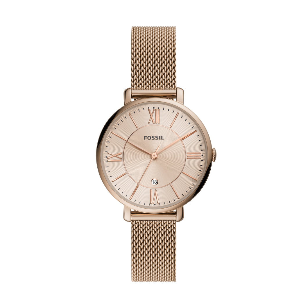 Jacqueline Three-Hand Salted Caramel Stainless Steel Mesh Watch