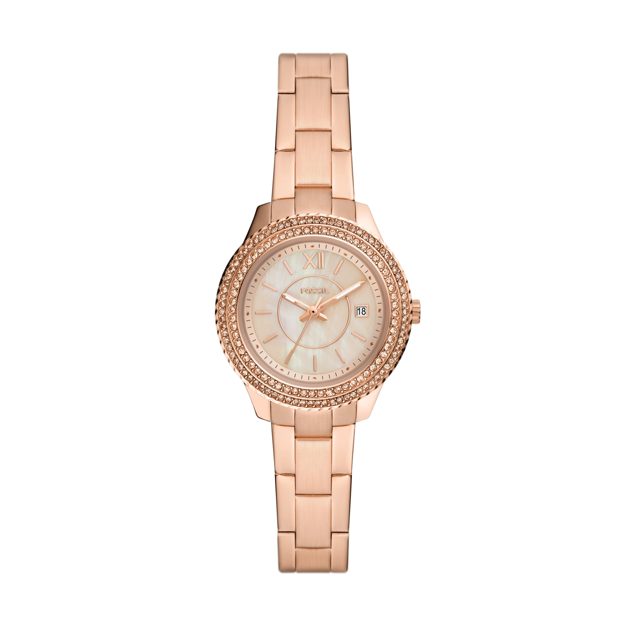 Fossil Stella Three Hand Date Rose Gold Tone Stainless Steel Watch Fossil Malaysia