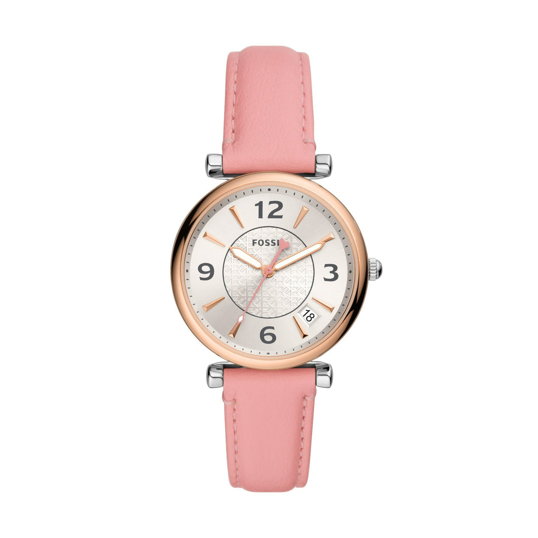 Carlie Three-Hand Date Pink Eco Leather Watch