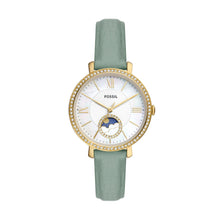 Load image into Gallery viewer, Jacqueline Sun Moon Multifunction Green Eco Leather Watch
