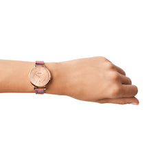 Load image into Gallery viewer, Jacqueline Three-Hand Date Rose Gold-Tone Stainless Steel Mesh Watch
