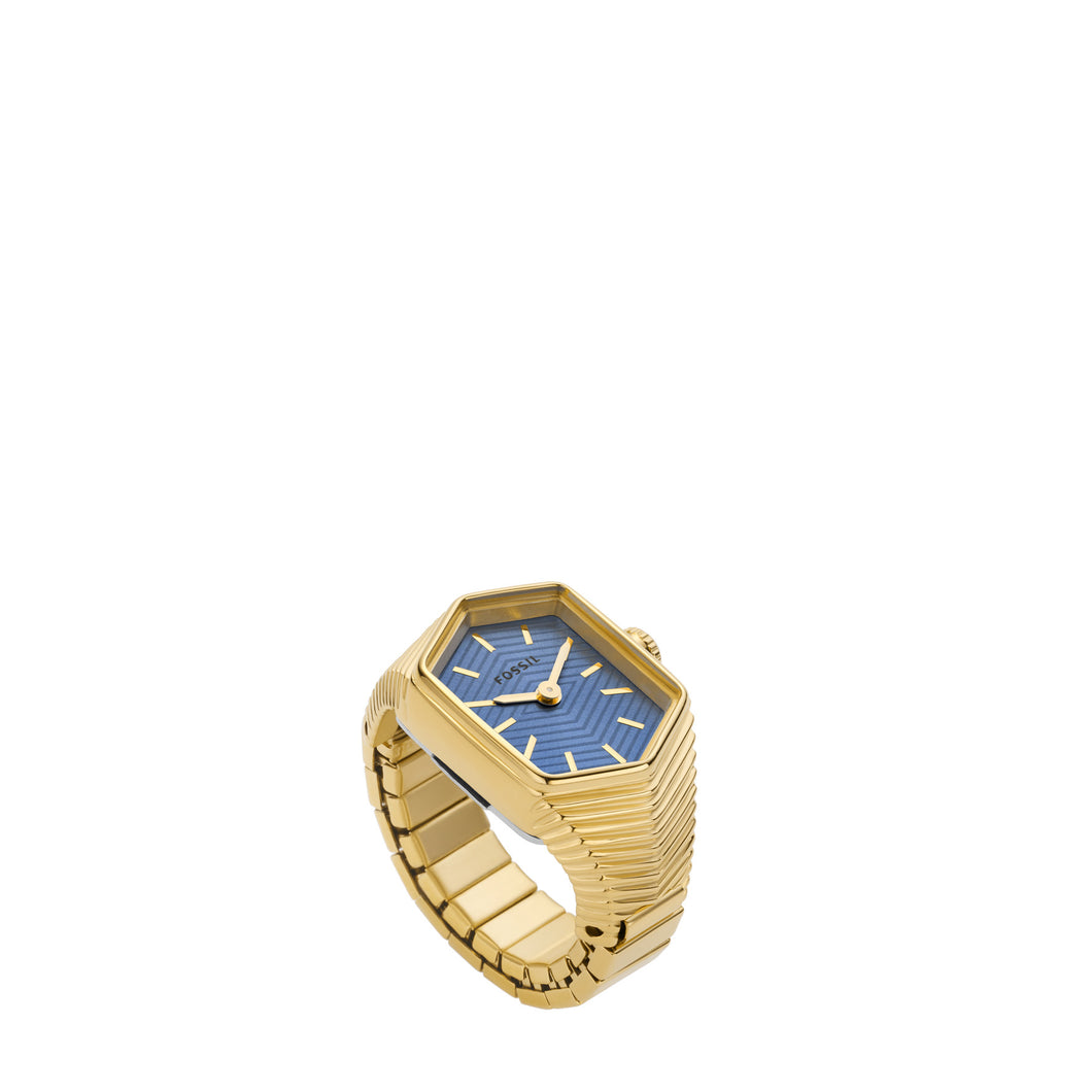 Ring Watch Two-Hand Gold-Tone Stainless Steel