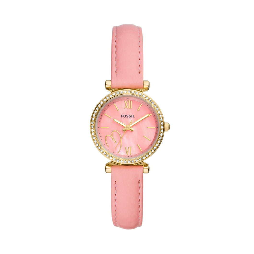 Carlie Three-Hand Pink Eco Leather Watch