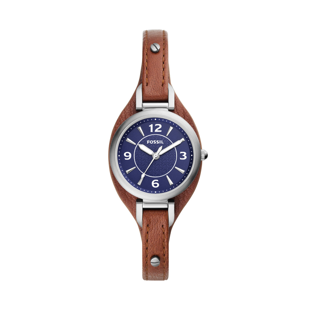 Carlie Three-Hand Brown Leather Watch