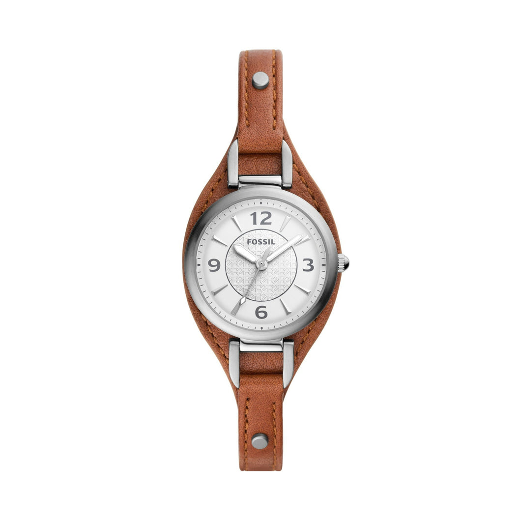 Carlie Three-Hand Brown Eco Leather Watch