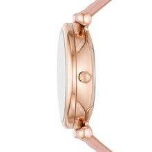Load image into Gallery viewer, Carlie Three-Hand Date Blush Leather Watch
