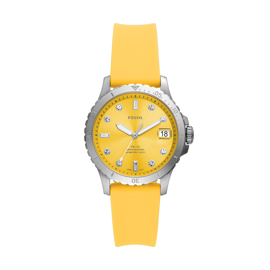 FB-01 Three-Hand Date Yellow Silicone Watch