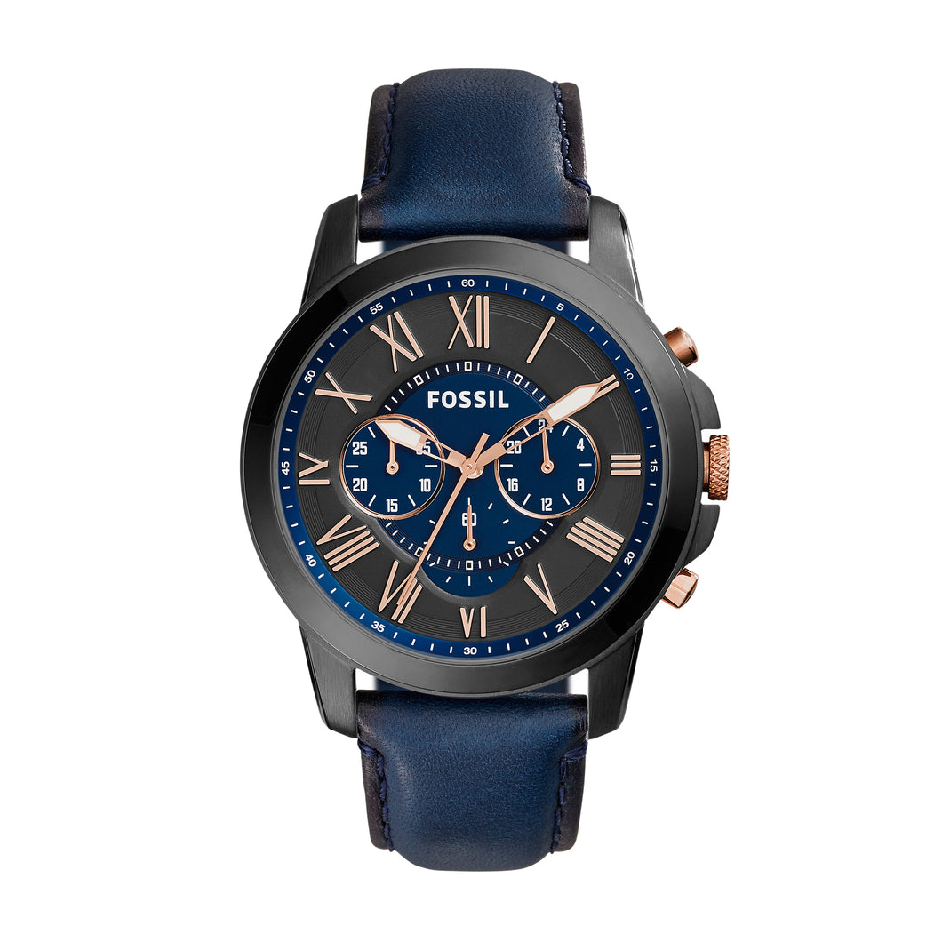 Fossil townsman multifunction navy leather watch hotsell