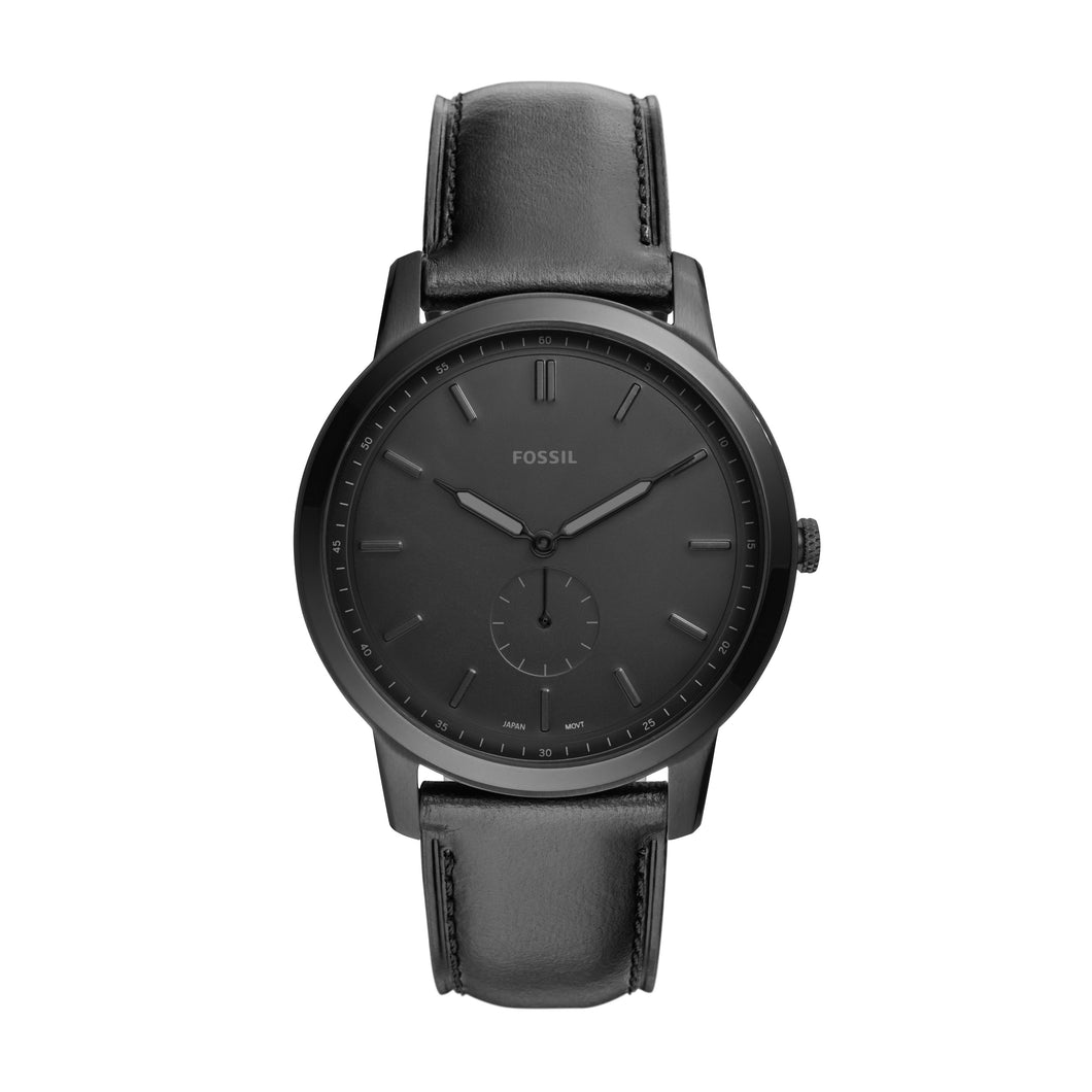 Fossil The Minimalist Two-Hand Black Leather Watch – Fossil Malaysia
