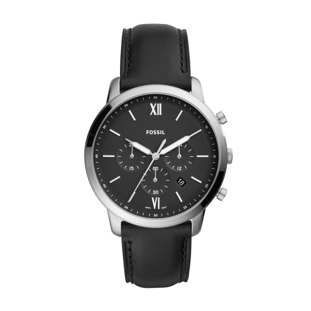 Fossil Neutra Chronograph Black Leather Watch – Fossil Malaysia