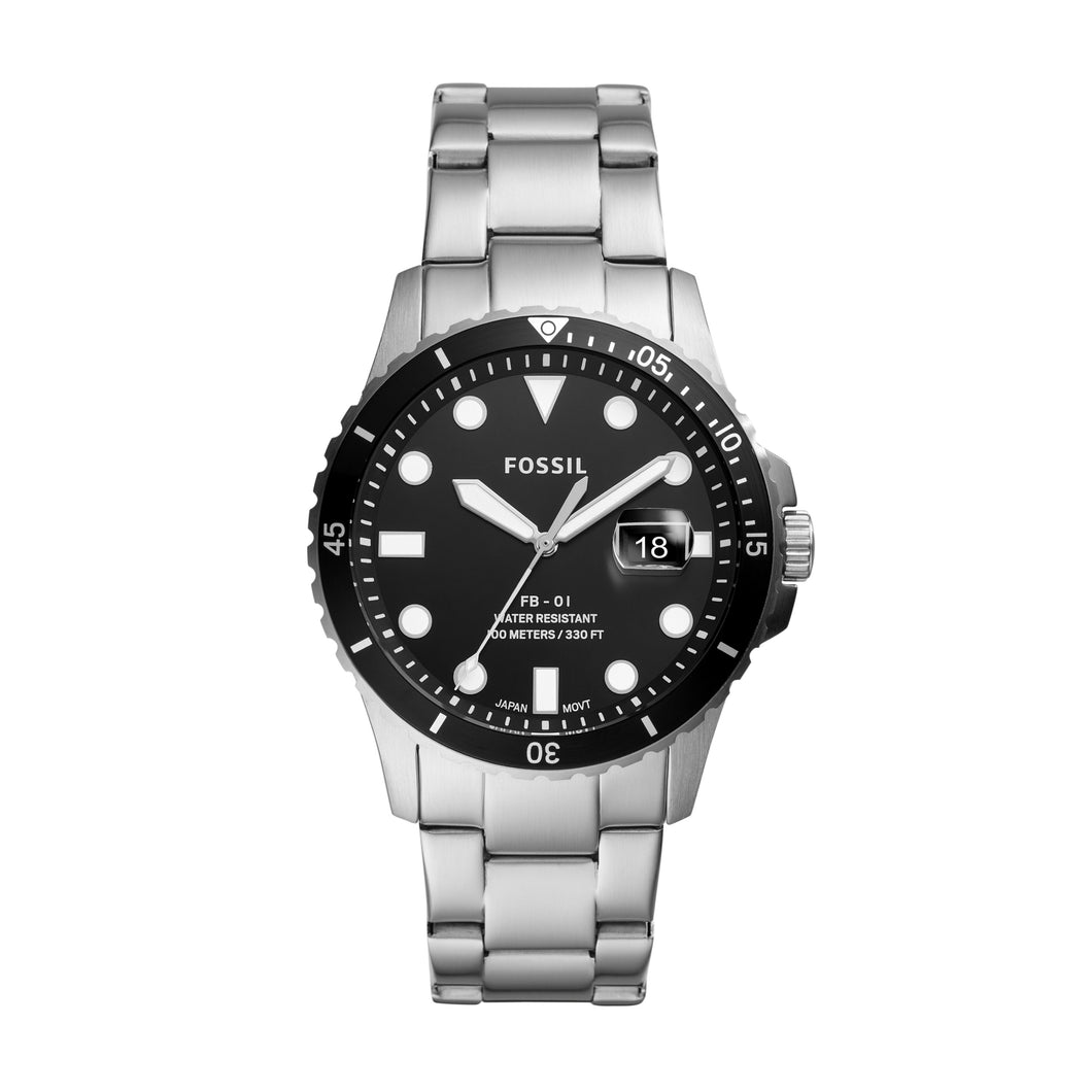 FB-01 Three-Hand Date Stainless Steel Watch