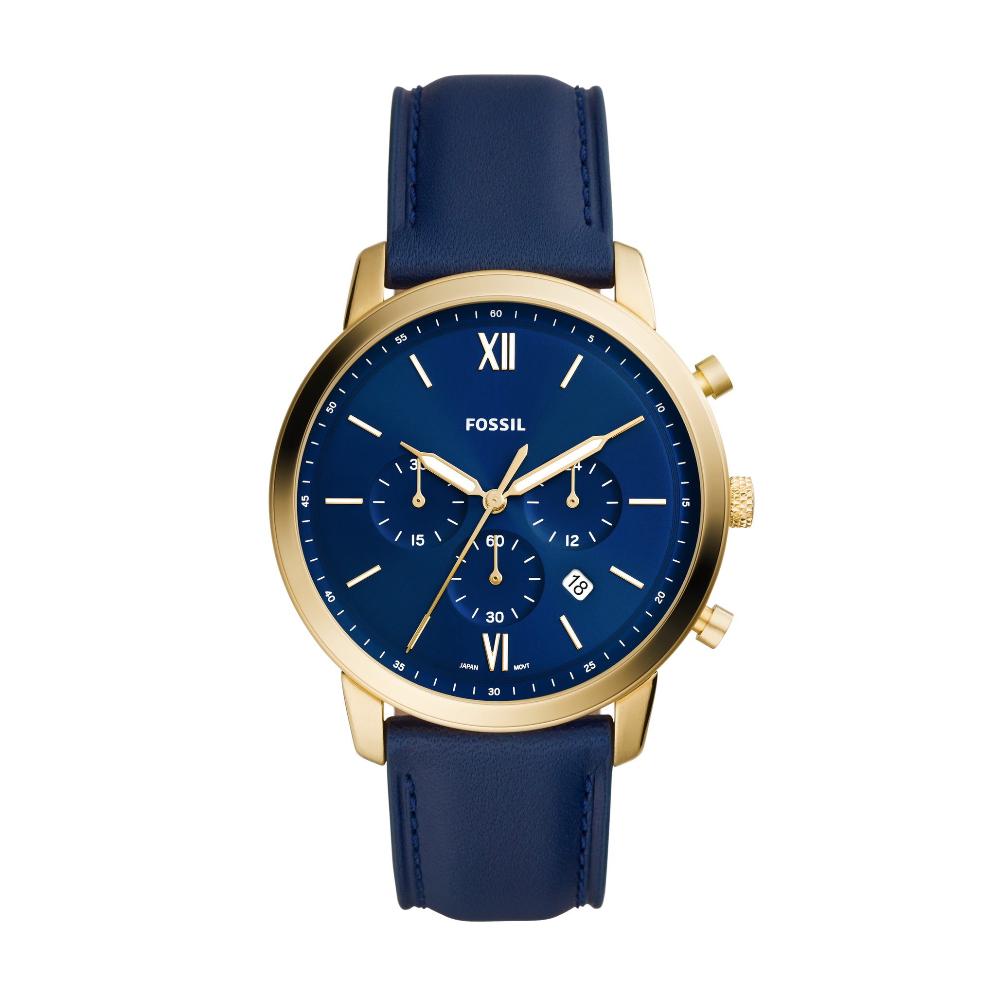 Fossil Neutra Chronograph Navy Leather Watch – Fossil Malaysia