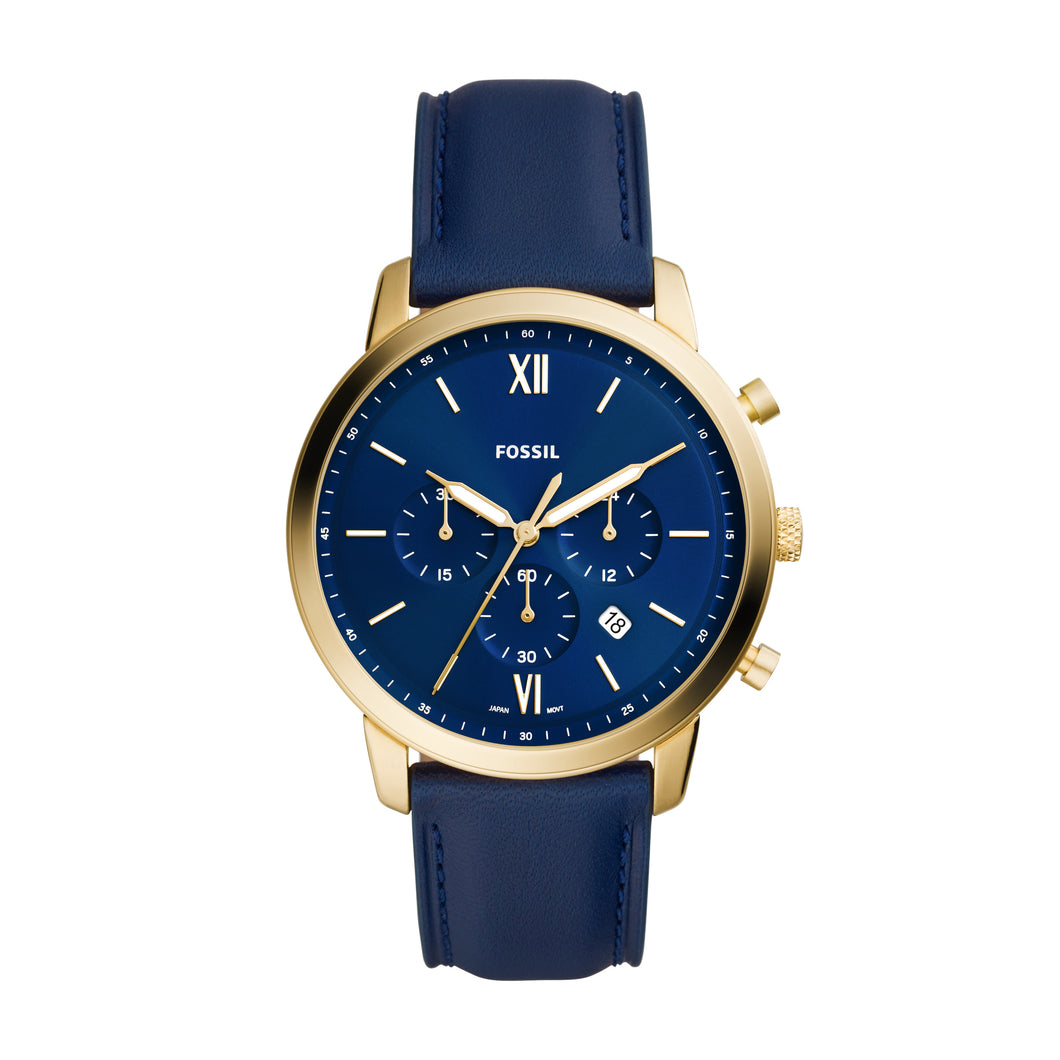 Neutra Chronograph Navy Leather Watch