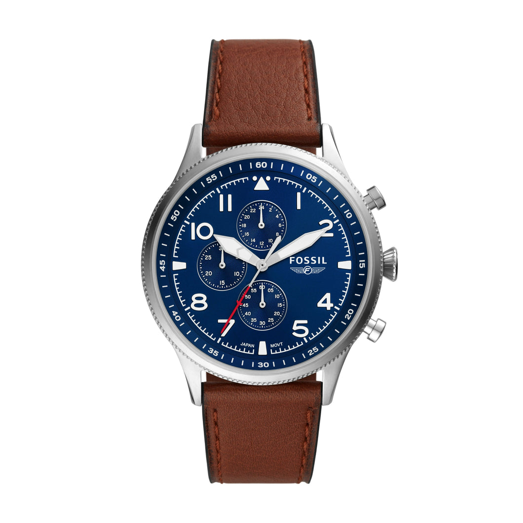 Pilot Chronograph Brown Leather Watch