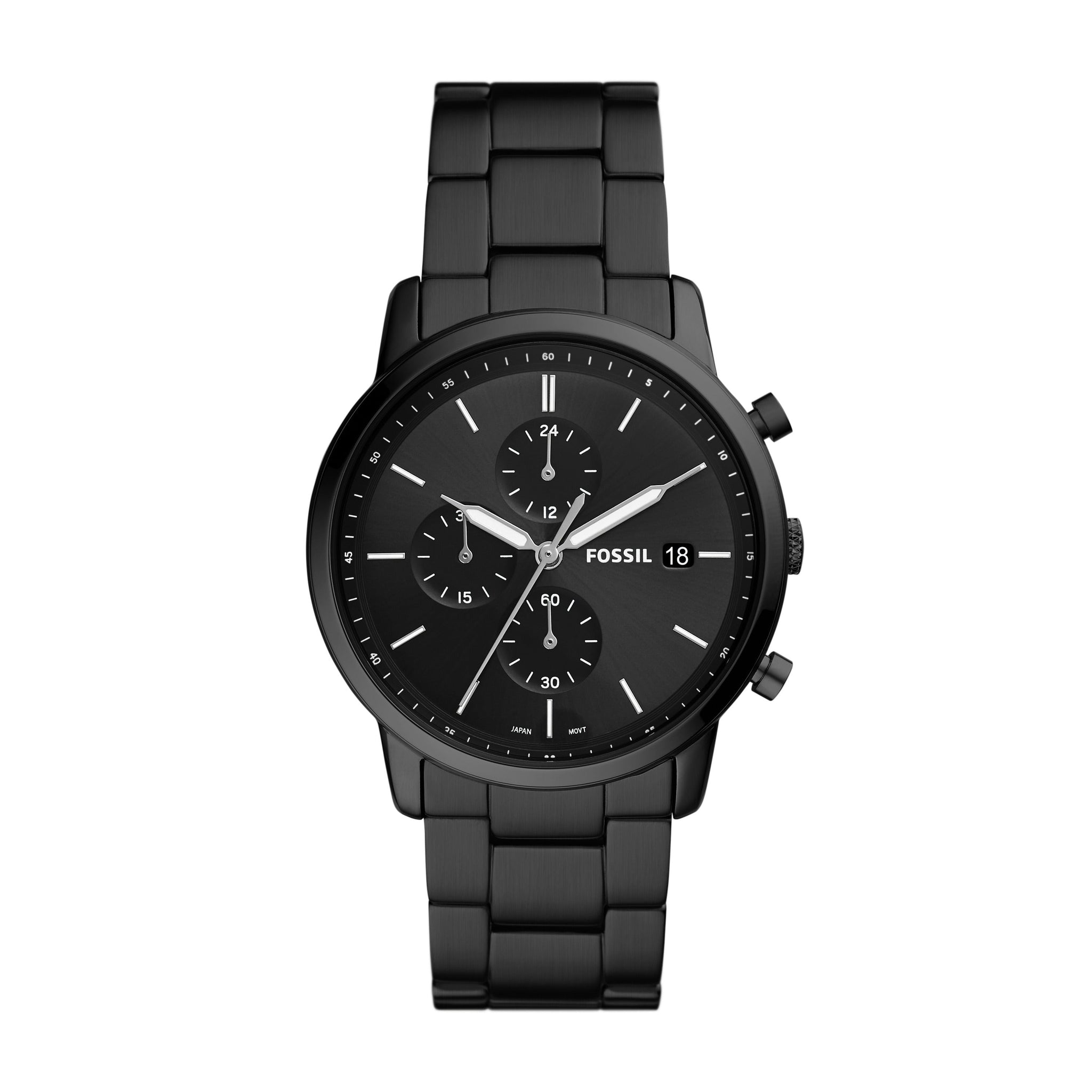 Fossil Minimalist Chronograph Black Stainless Steel Watch 